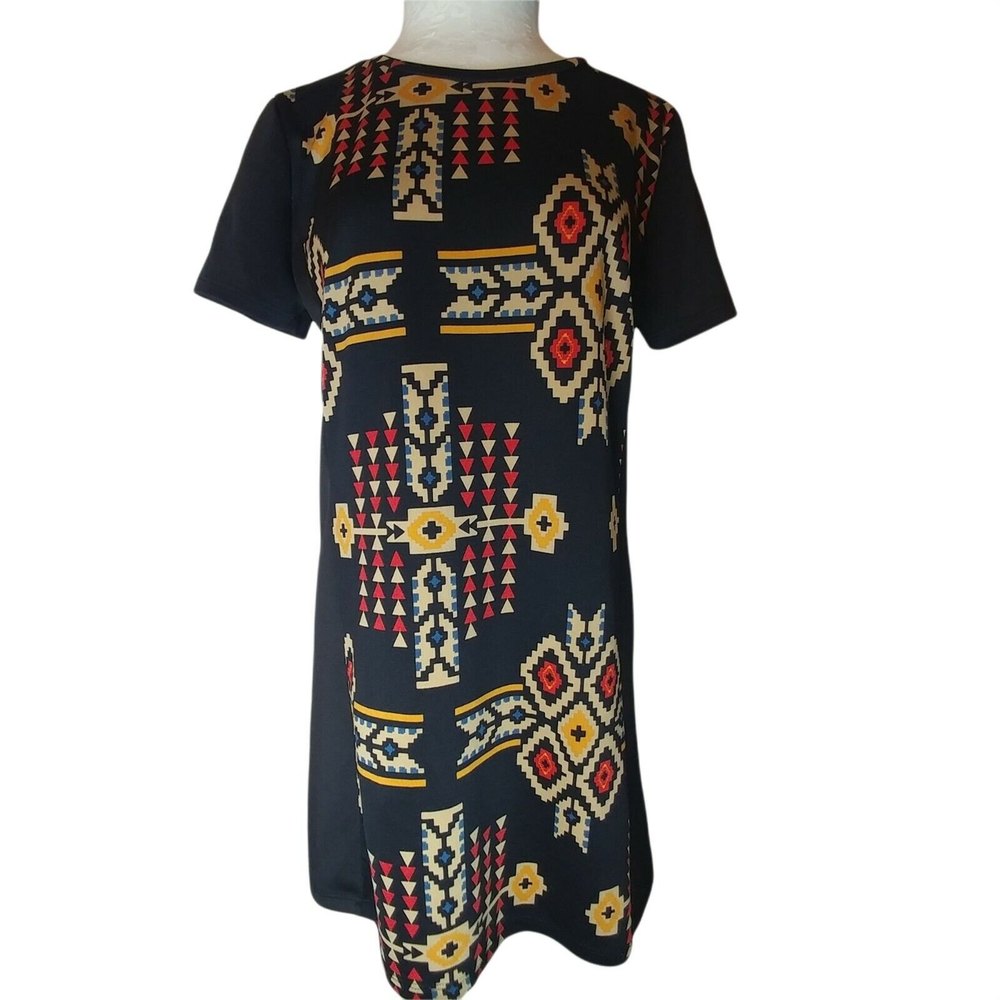 Dress Black Multicolor Aztec Graphic Tribal - Picture 5 of 5